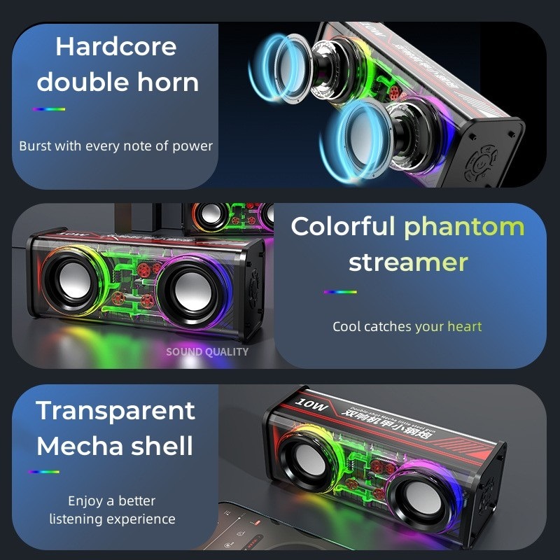 Mecha 10W Transparent Dual Bluetooth Speaker buy in bangladesh